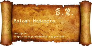 Balogh Modeszta névjegykártya
